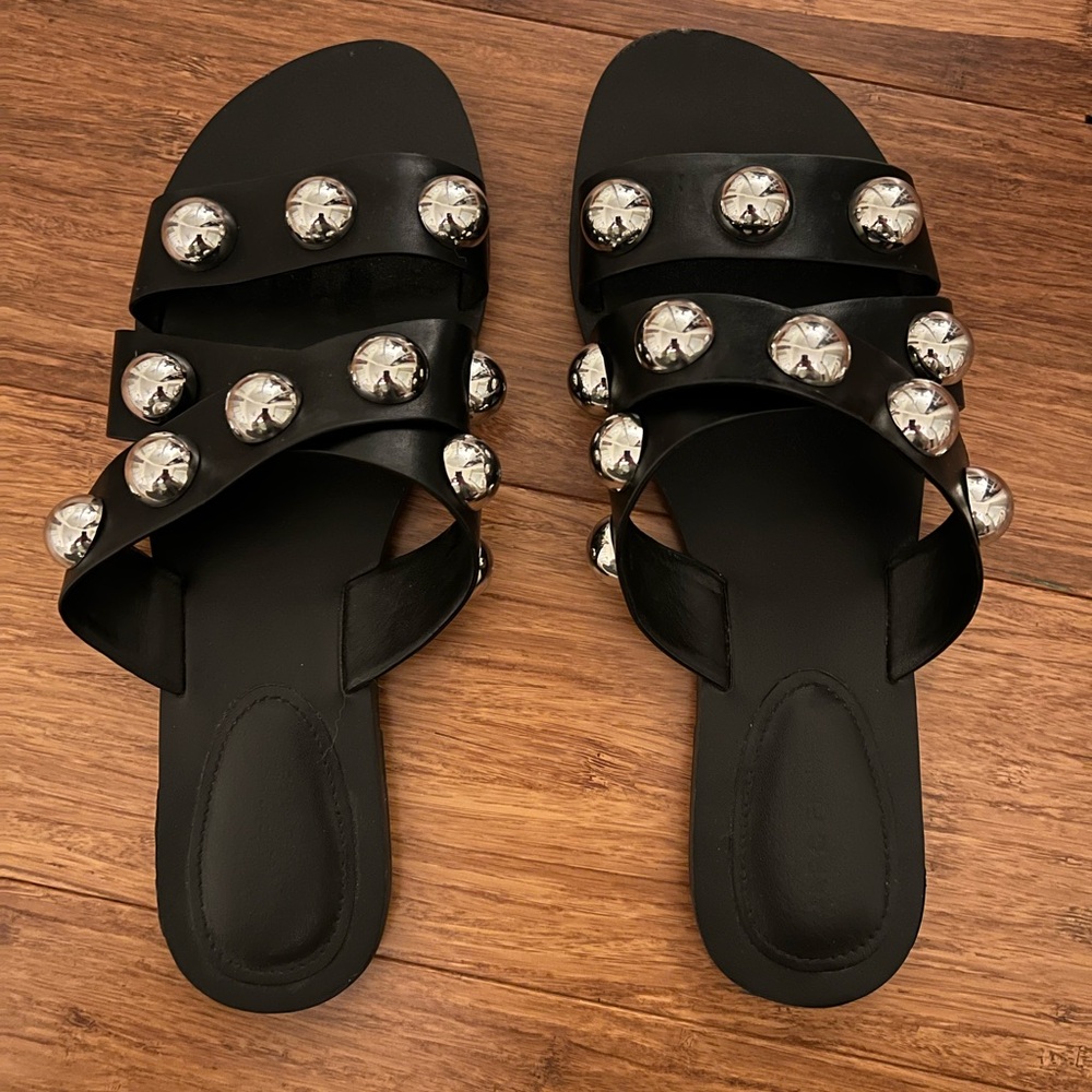 Marc Fisher Silver Studded Sandals